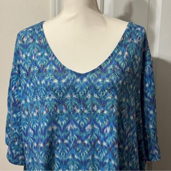 Catherines Blue Relaxed Boxy Tunic, size 3X 26/28W - Picture 2 of 10